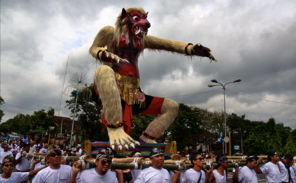 bali silent day parade with ogoh-ogoh