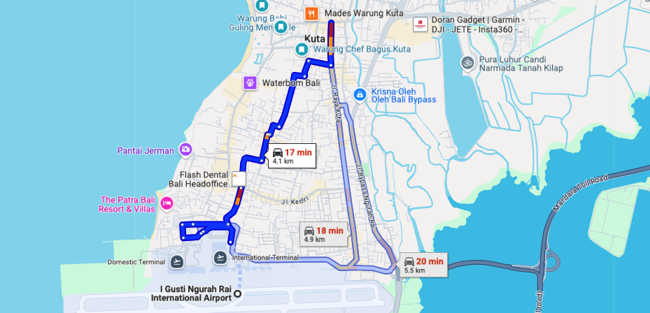 very close distance from bali airport to kuta bali